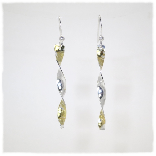 Silver/ gold fine silver twist earrings